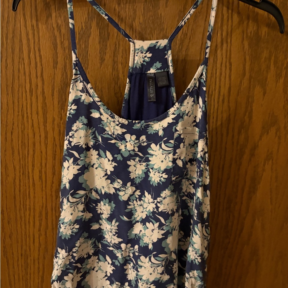 Full Tilt Navy and Cream Floral Tank Top